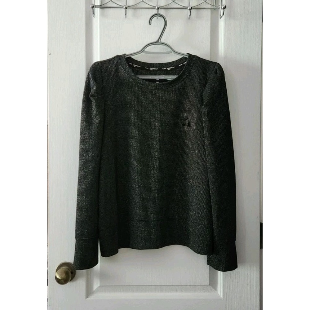Karl Lagerfeld Paris Women's black & silver sparkly sweater Puff Long Sleeve XL